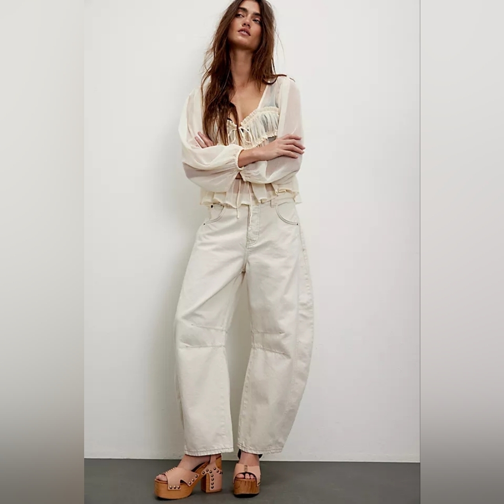 Free People Good Luck Barrel Jean (Milk)